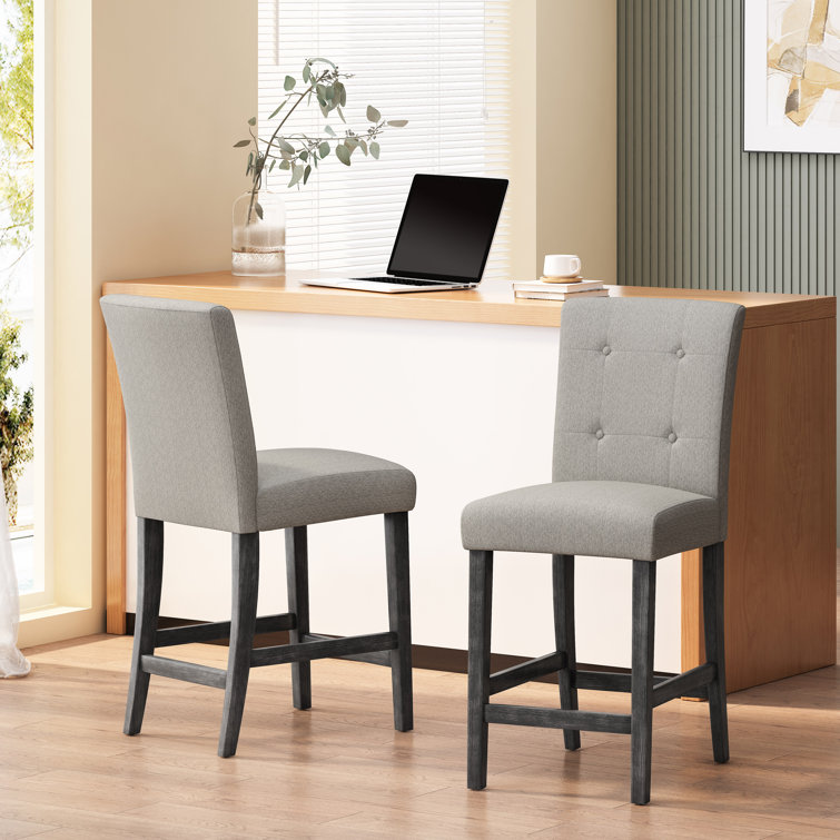 Lark Manor Ajeem Fabric And Rubberwood 26 Inch Counter Stools (Set Of 2
